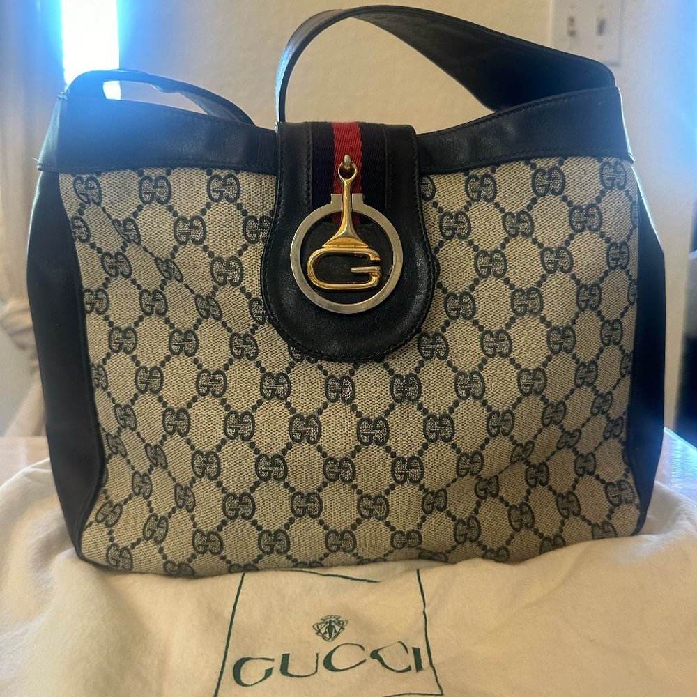 Gucci Vintage Web Monogram Canvas Shoulder Bag